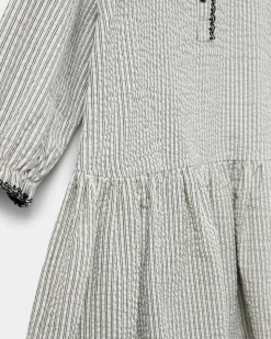 INDICASK DRESS - Black thin stripe