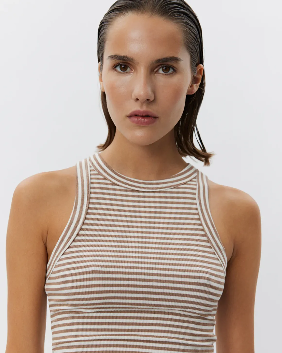 JULLIESW STRIPE TOP - Beige Striped