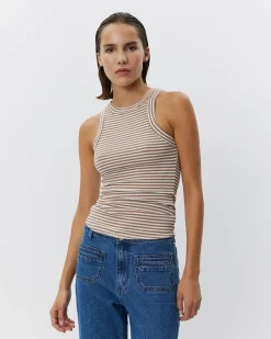 JULLIESW STRIPE TOP - Beige Striped