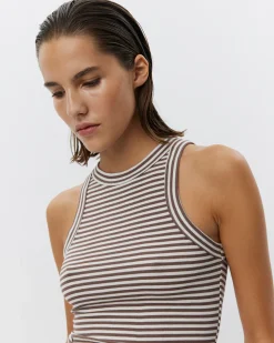 JULLIESW STRIPE TOP - Brown Striped