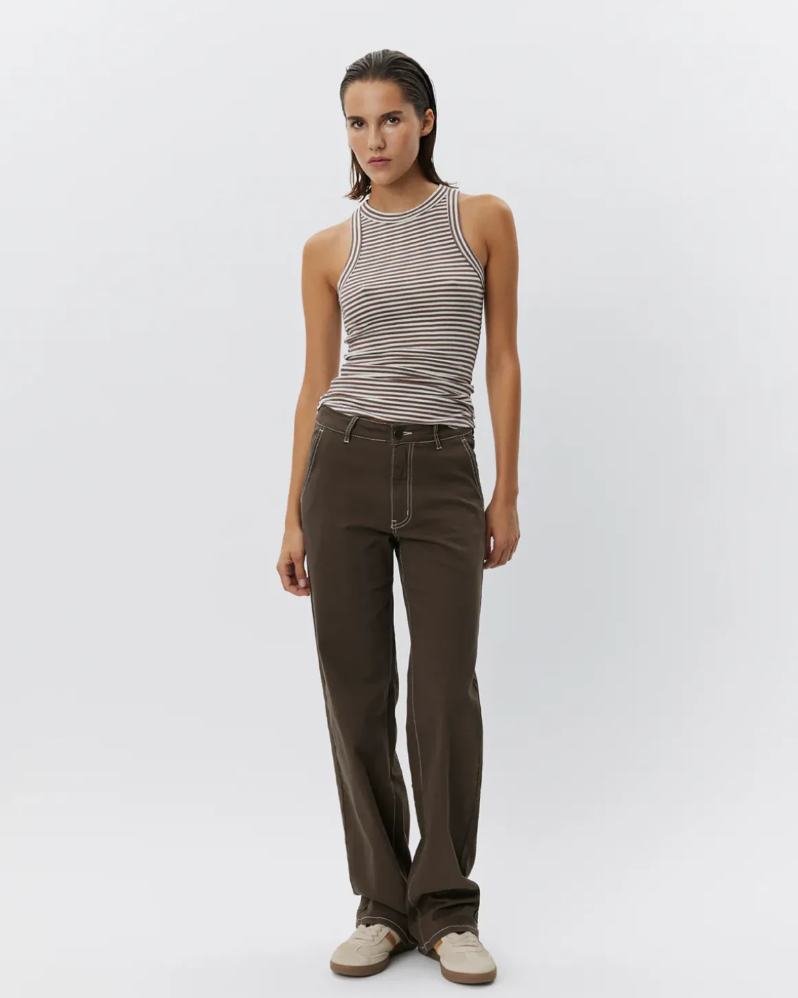 JULLIESW STRIPE TOP - Brown Striped