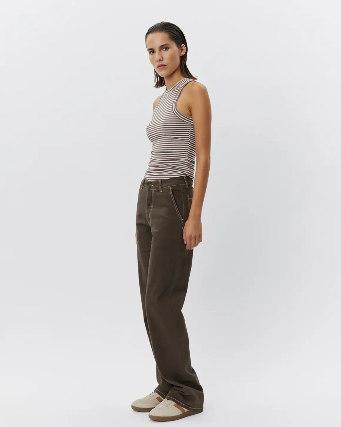 JULLIESW STRIPE TOP - Brown Striped