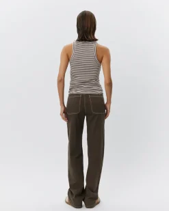 JULLIESW STRIPE TOP - Brown Striped