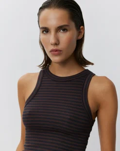 JULLIESW STRIPE TOP - Dark Brown Black striped