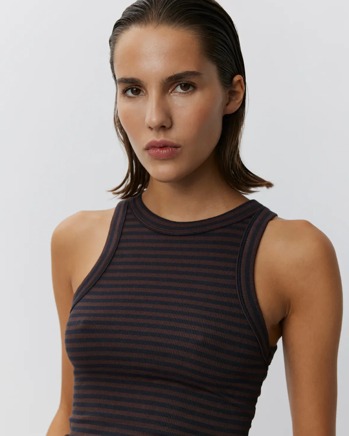 JULLIESW STRIPE TOP - Dark Brown Black striped
