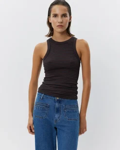 JULLIESW STRIPE TOP - Dark Brown Black striped
