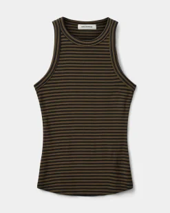 JULLIESW STRIPE TOP - Dark Brown Black striped