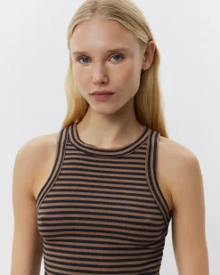 JULLIESW STRIPE TOP - Light Brown Black striped