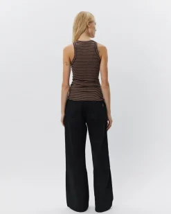 JULLIESW STRIPE TOP - Light Brown Black striped