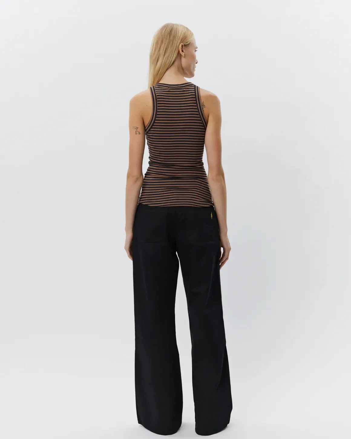 JULLIESW STRIPE TOP - Light Brown Black striped