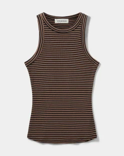 JULLIESW STRIPE TOP - Light Brown Black striped