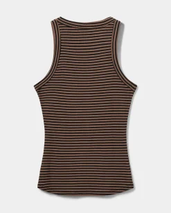 JULLIESW STRIPE TOP - Light Brown Black striped
