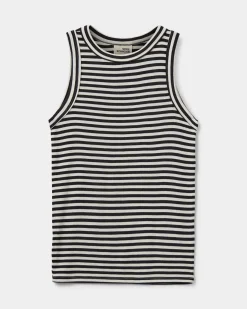 JULLIESY RIB TOP - Black striped