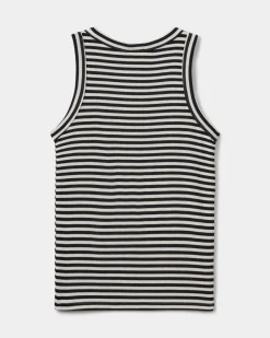 JULLIESY RIB TOP - Black striped