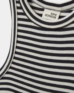 JULLIESY RIB TOP - Black striped