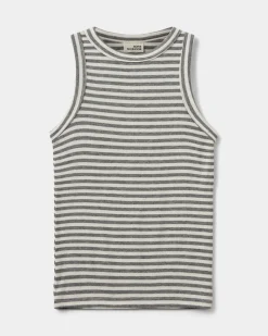 JULLIESY RIB TOP - Grey Striped