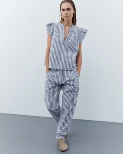 LeahSW Trousers - Blue striped