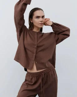 LINETTSW SHIRT - Chocolate brown