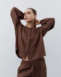 LINETTSW SHIRT - Chocolate brown