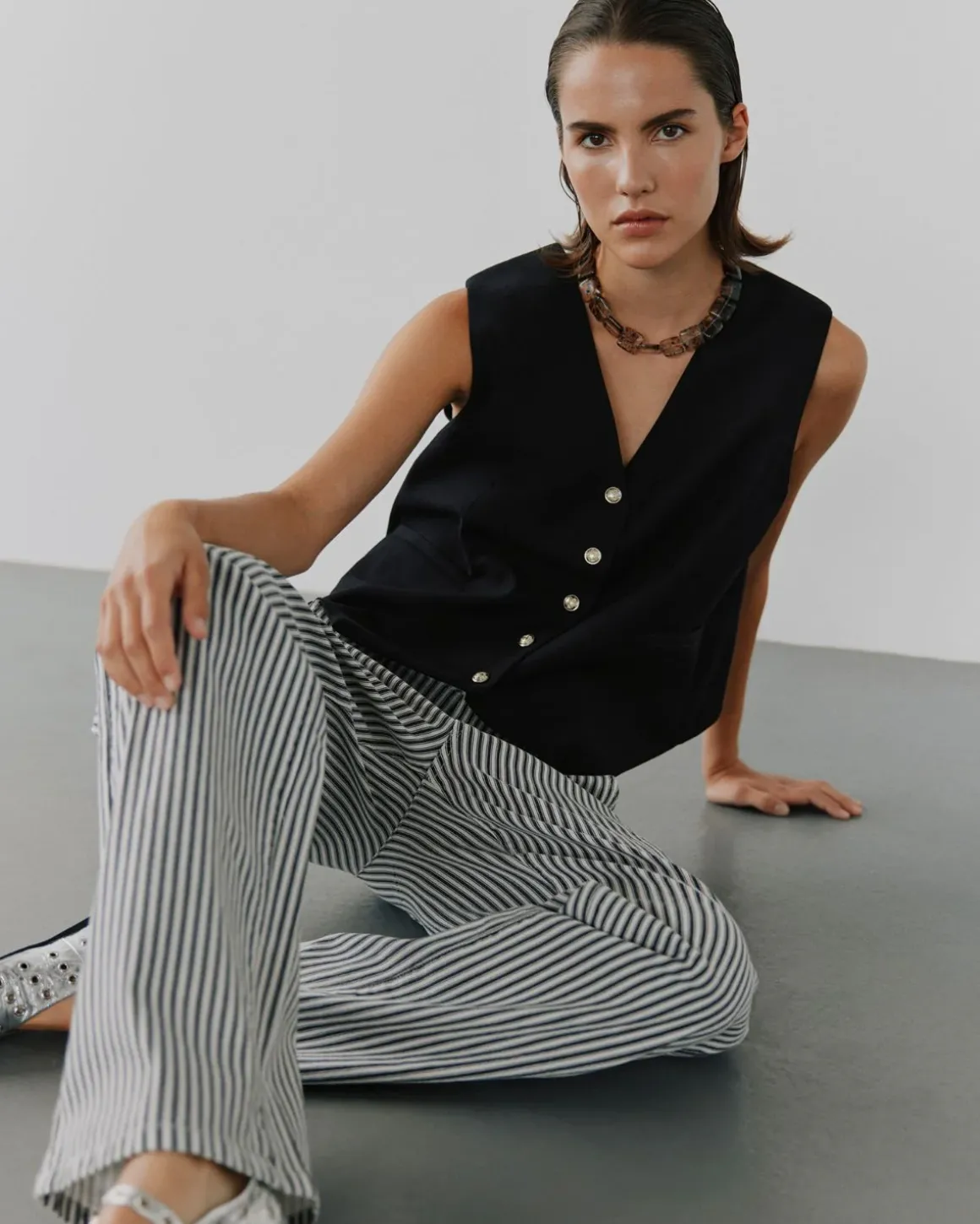 LUCCASW JEANS - Black striped