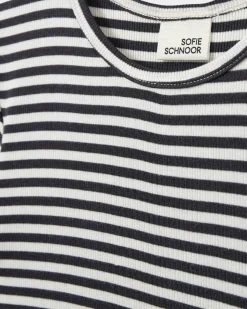 NATALIASY RIB T-SHIRT - Black striped