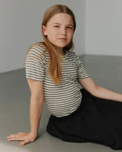 NATALIASY RIB T-SHIRT - Grey Striped
