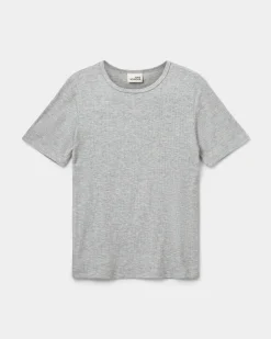 NATALIASY RIB T-SHIRT - Grey mel