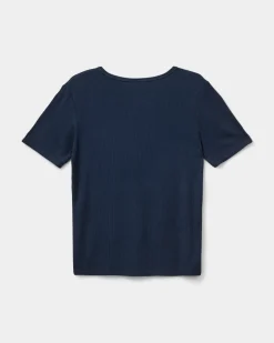 NATALIASY RIB T-SHIRT - Navy