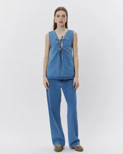 NELLESW TOP - Denim blue