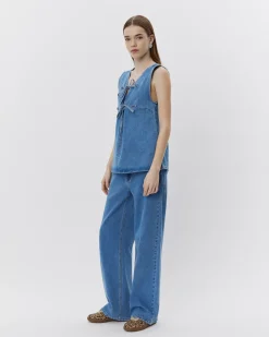 NELLESW TOP - Denim blue