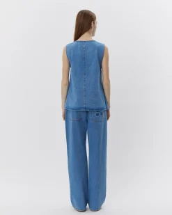 NELLESW TOP - Denim blue