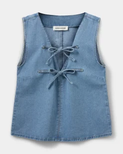 NELLESW TOP - Denim blue