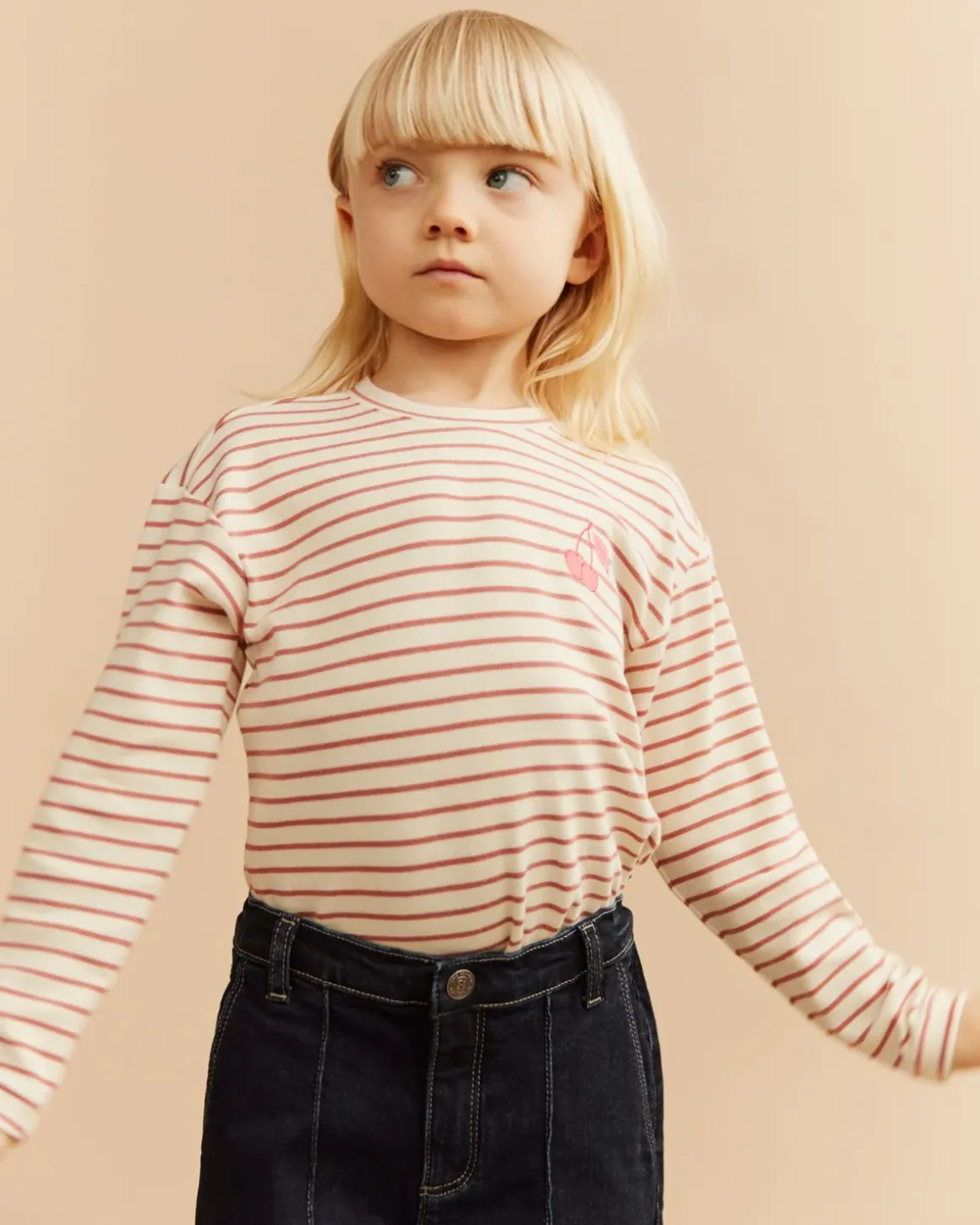 PERNILLASK T-SHIRT LONG SLEEVE - Off White Striped