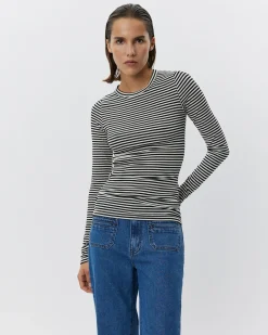 PETRICIASW STRIPE T-SHIRT LONG SLEEVE - Black striped