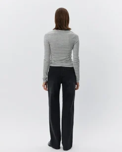 PETRICIASW STRIPE T-SHIRT LONG SLEEVE - Grey Striped