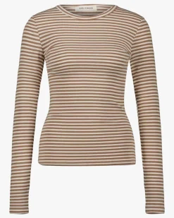 PETRICIASW STRIPE T-SHIRT LONG SLEEVE - Beige Striped