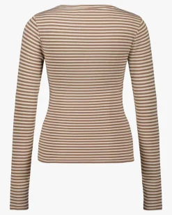 PETRICIASW STRIPE T-SHIRT LONG SLEEVE - Beige Striped