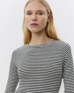 PETRICIASW STRIPE T-SHIRT LONG SLEEVE - Dark Grey Striped