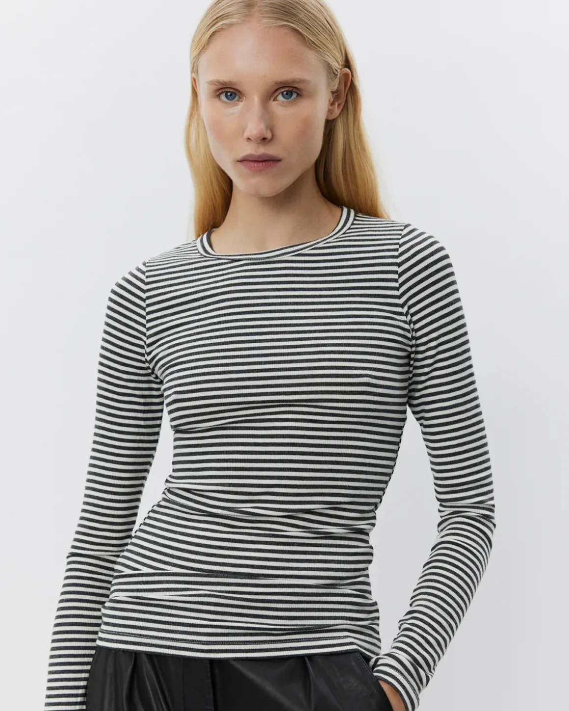 PETRICIASW STRIPE T-SHIRT LONG SLEEVE - Dark Grey Striped