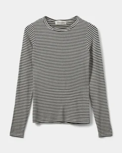 PETRICIASW STRIPE T-SHIRT LONG SLEEVE - Dark Grey Striped