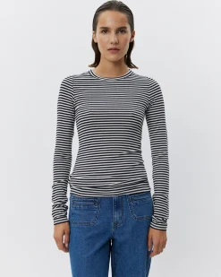 PETRICIASW STRIPE T-SHIRT LONG SLEEVE - Navy Striped