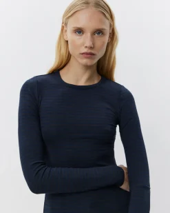 PETRICIASW STRIPE T-SHIRT LONG SLEEVE - Navy Black striped