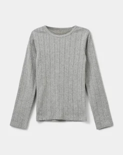 PetriciaSY Pointelle Longsleeve Tee - Grey mel