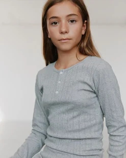 PetriciaSY Pointelle Longsleeve Tee - Grey mel