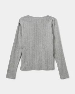 PetriciaSY Pointelle Longsleeve Tee - Grey mel