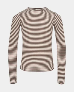 PETRICIASY T-SHIRT LONG SLEEVE - Brown Striped