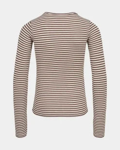PETRICIASY T-SHIRT LONG SLEEVE - Brown Striped