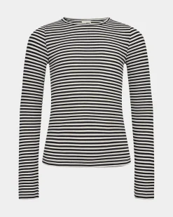 PETRICIASY T-SHIRT LONG SLEEVE - Navy Striped