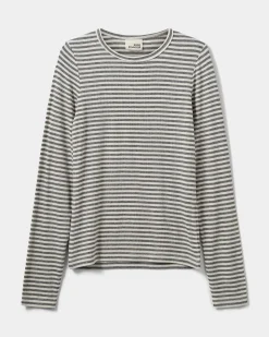 PETRICIASY T-SHIRT LONG SLEEVE - Grey Striped