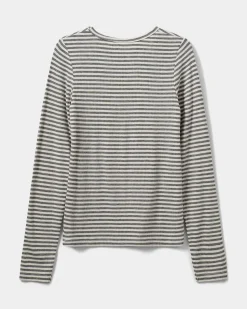 PETRICIASY T-SHIRT LONG SLEEVE - Grey Striped